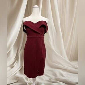 NWT Lulus Women's Burgundy Off-Shoulder Bodycon Mini Dress Size S Party Cocktail